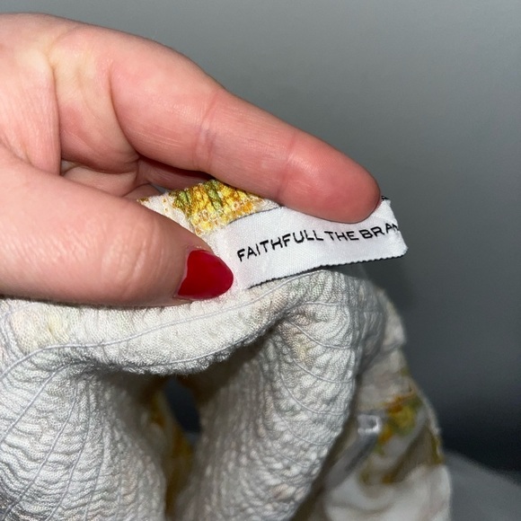 FAITHFULL THE BRAND Carmody Floral Linen Yellow and White Crop Size Small - Picture 8 of 11